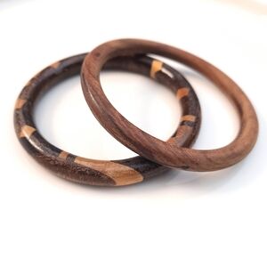Vintage Wooden Bangle Bracelet Set